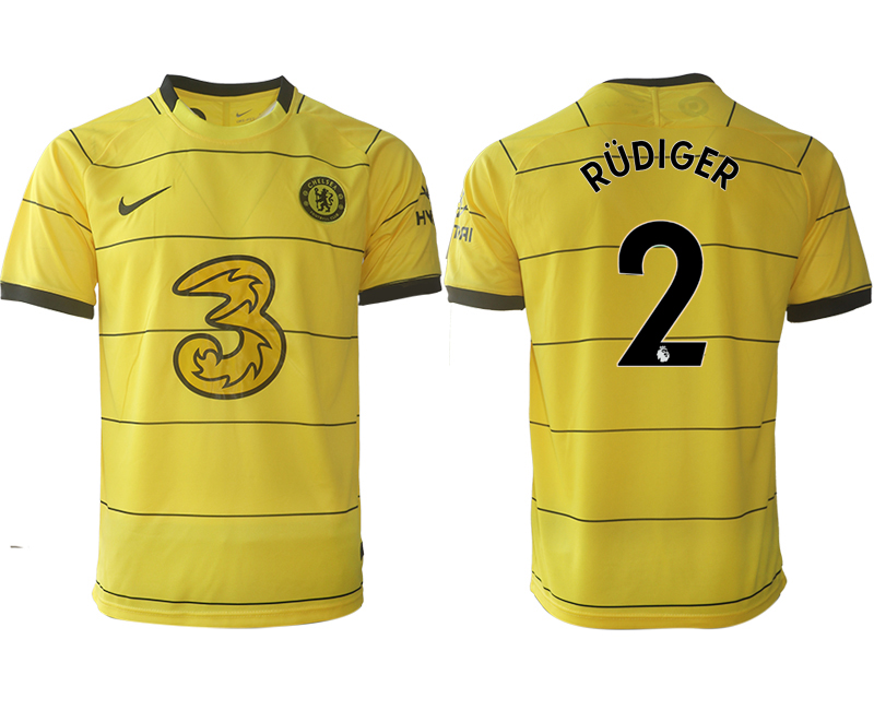 Men 2021-2022 Club Chelsea away aaa version yellow #2 Soccer Jersey